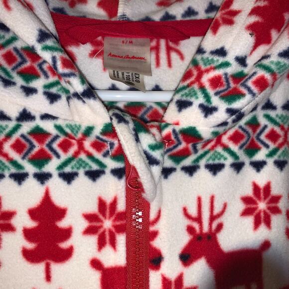 Hanna Andersson Women's Dear Deer Jumpsuit Size S M Marshmallow Fleece Holidays - Picture 4 of 8